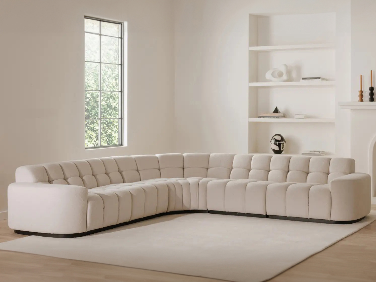 Roman Oat modular couch in styled production setting